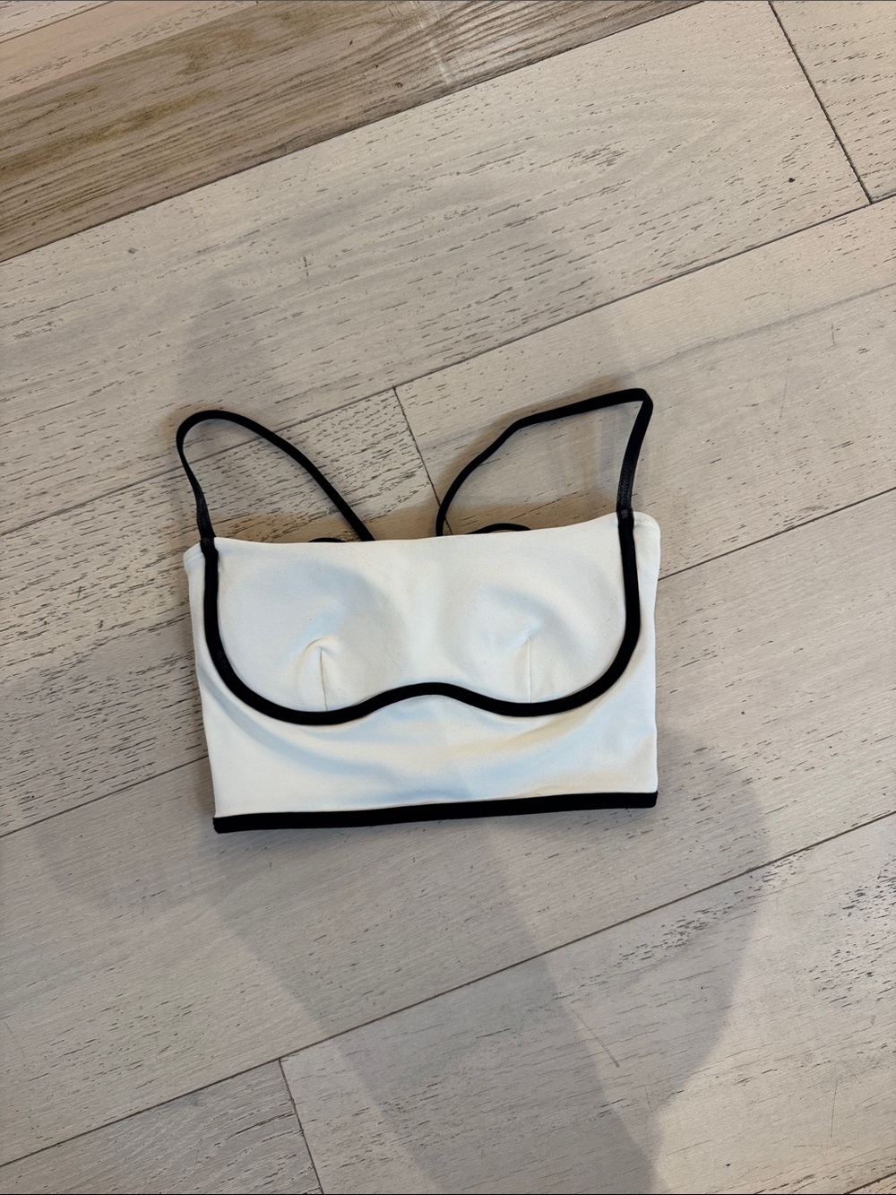 ALO Yoga White Bandeau Bralette with Black Trim